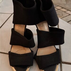 Jessica Simpson Black Wrap Heels